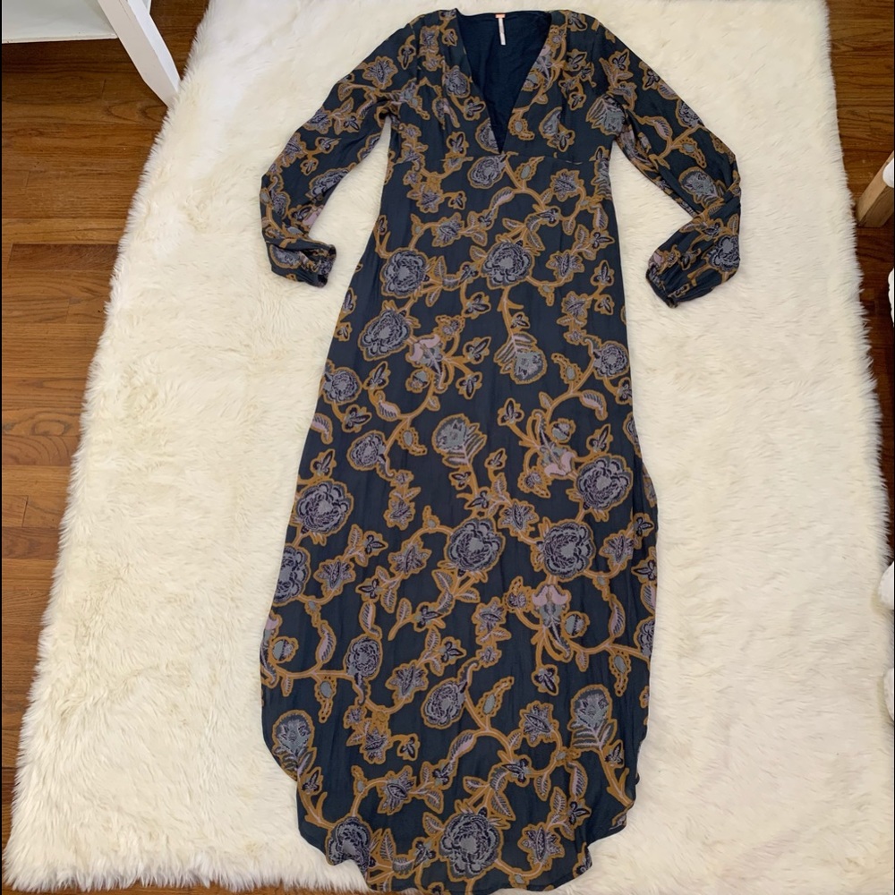 Free people floral polyester maxi dress
